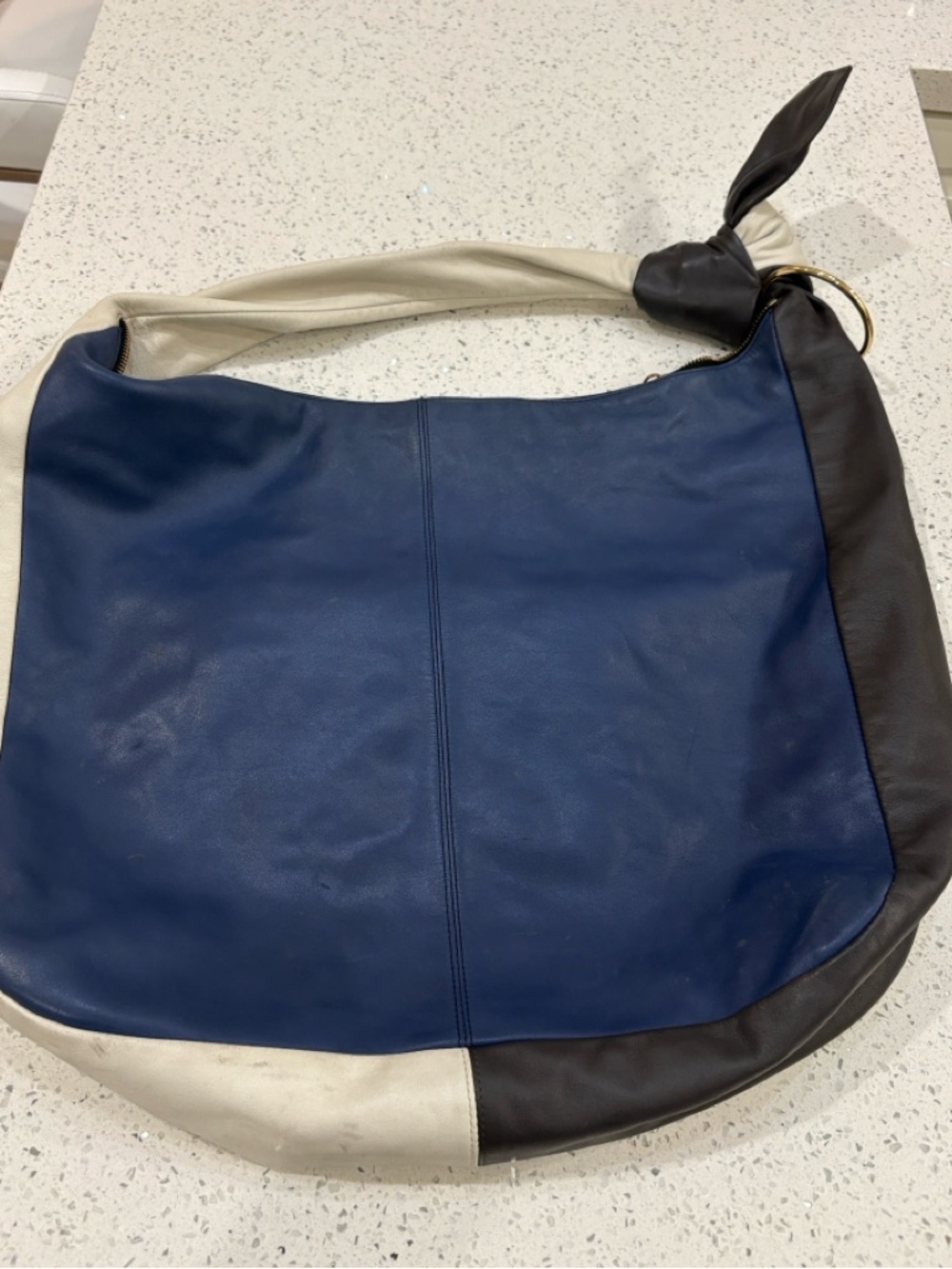 Diane Von Furstenberg Large Colorblock Leather Slouchy Hobo Bag - Picture 2 of 13